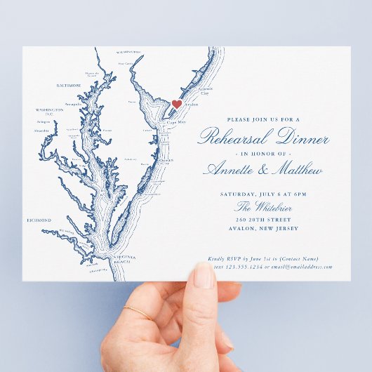 Invitation Avalon NJ Dîner de répétition de mariage élégant