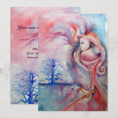 Invitation AVALON, rose tendre bleu violet (Devant / Derrière)