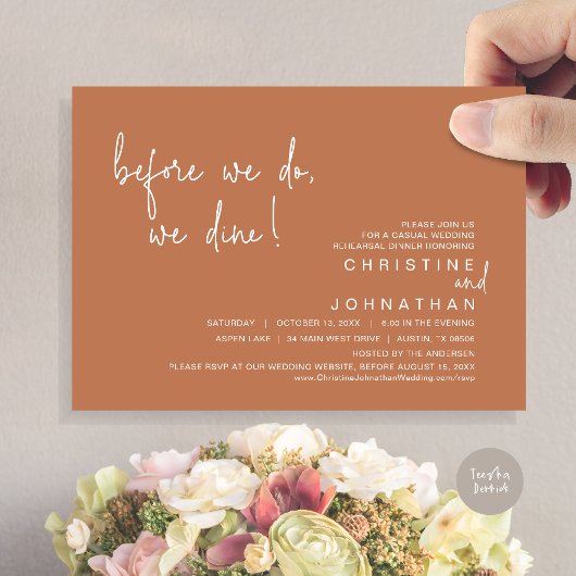 Invitation Avant De Diner, Dîner De Répétition, Vert Sage