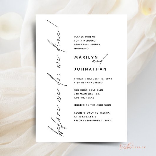 Invitation Avant De Dîner, Nous Dînons De Répétition Mariage