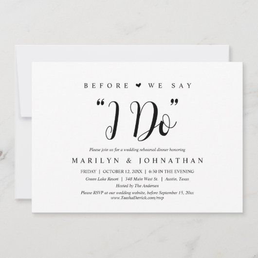 Invitation Avant De Dire "Je Le Fais", Dîner De Répétition Ma (Devant)