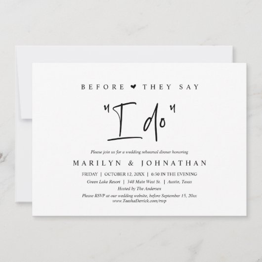 Invitation Avant De Dire "Je Le Fais", Dîner De Répétition Ma (Devant)