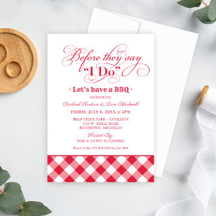 Invitation Avant de dire oui BBQ Gingham rouge