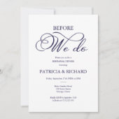 Invitation Avant de faire Marine Bleu Script Dîner de répétit (Devant)