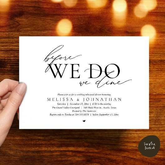 Invitation Avant de le faire, nous dînons, Dîner de répétitio
