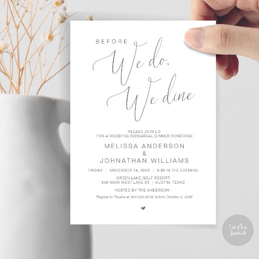 Invitation Avant de le faire, nous dînons, Dîner de répétitio