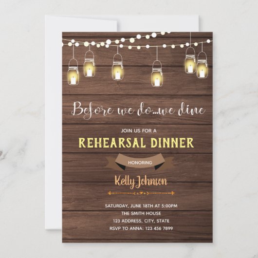 Invitation Avant de nous, nous dînons l'invitation (Devant)