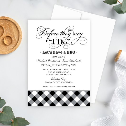Invitation Avant de se dire oui BBQ Gingham noir
