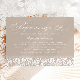 Invitation Avant Elle Dit Que Je Fais Fête des mariées Beige 