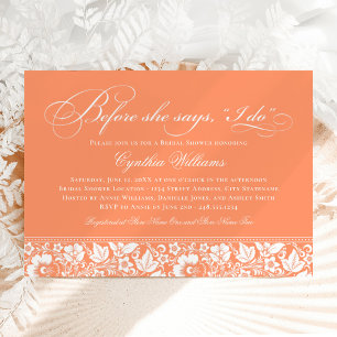 Invitation Avant Elle Dit Que Je Fais Fête des mariées Orange
