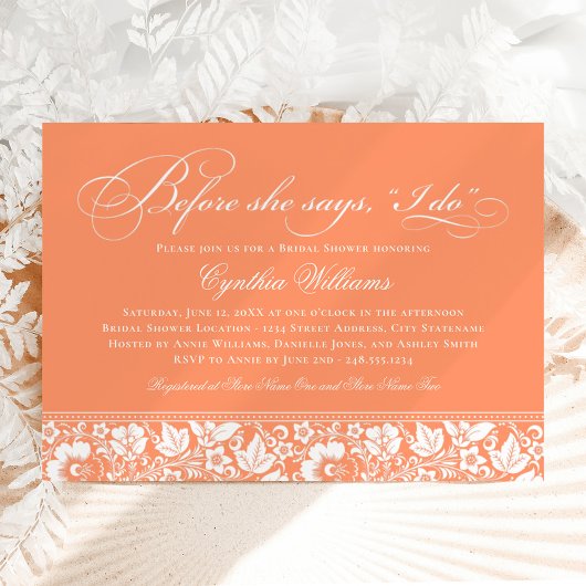 Invitation Avant Elle Dit Que Je Fais Fête des mariées Orange