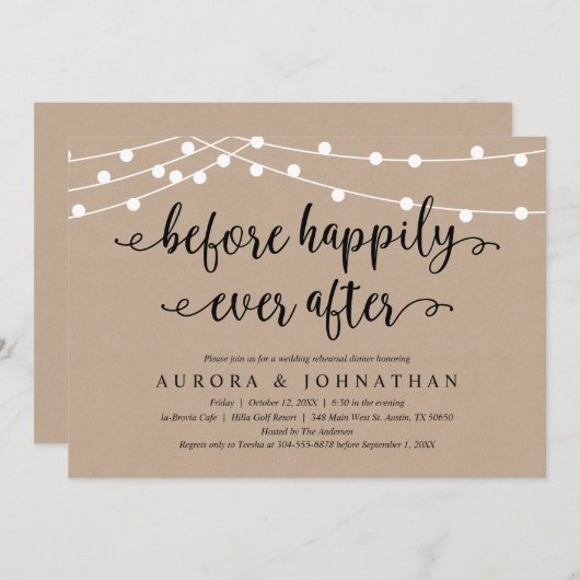 Invitation Avant Heureusement Après, Dîner Rustique De Répéti (Devant / Derrière)