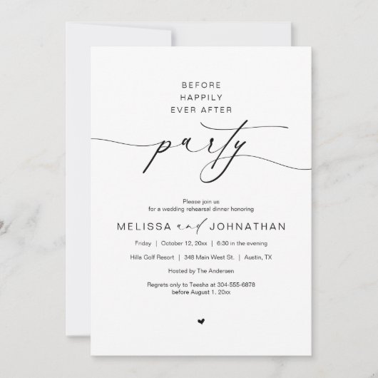 Invitation Avant Heureusement Après La Fête, Dîner De Répétit (Devant)