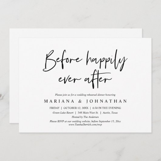 Invitation Avant Heureusement Jamais Après, Répétition Mariag (Devant / Derrière)