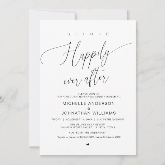 Invitation Avant Heureux Jamais Après Le Dîner De Répétition (Devant)