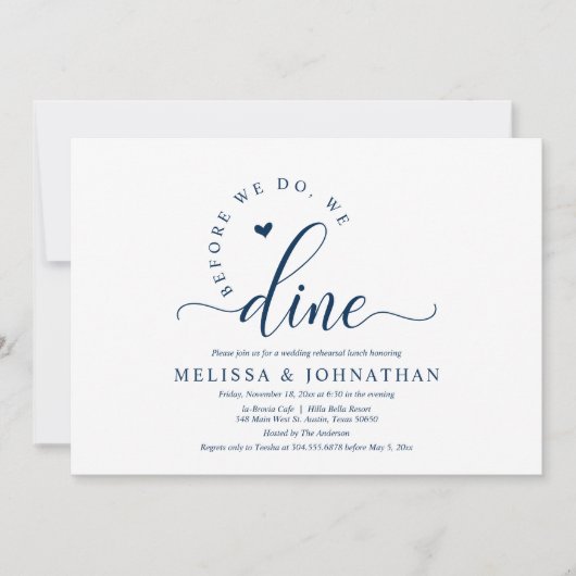 Invitation Avant Heureux Jamais Après Le Dîner De Répétition (Devant)