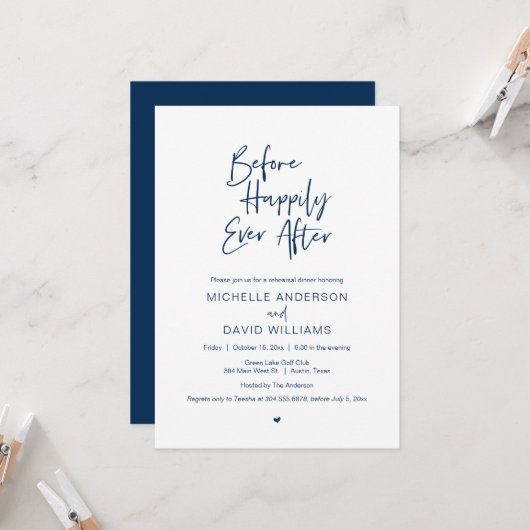 Invitation Avant Joyeux Jour après, Dîner de répétition Invit (Devant/Arrière en situation)