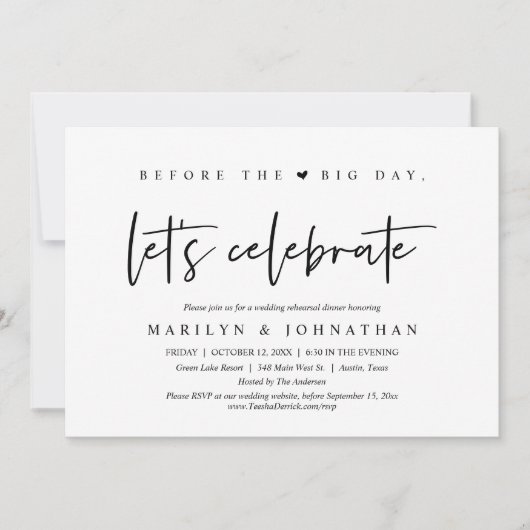 Invitation Avant Le Grand Jour, Dîner De Répétition Mariage (Devant)