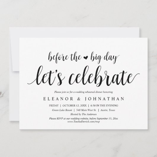 Invitation Avant Le Grand Jour, Dîner De Répétition Mariage (Devant)