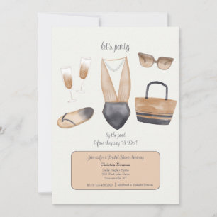Invitation Avant leur soirée de mariage au bord de la piscine