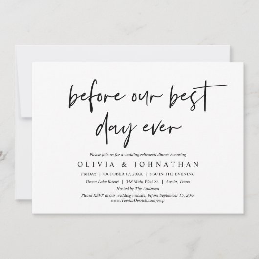 Invitation Avant Notre Meilleure Journée, Dîner De Répétition (Devant)