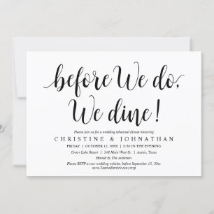 Invitation Avant, Nous Dînons, Dîner De Répétition Mariage