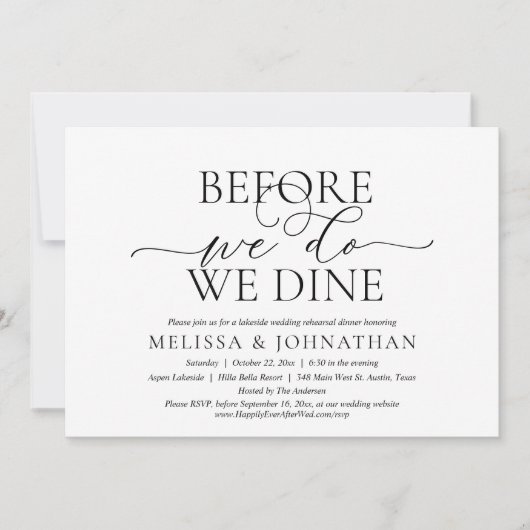 Invitation Avant Nous, Nous Dînons, Dîner De Répétition Maria (Devant)