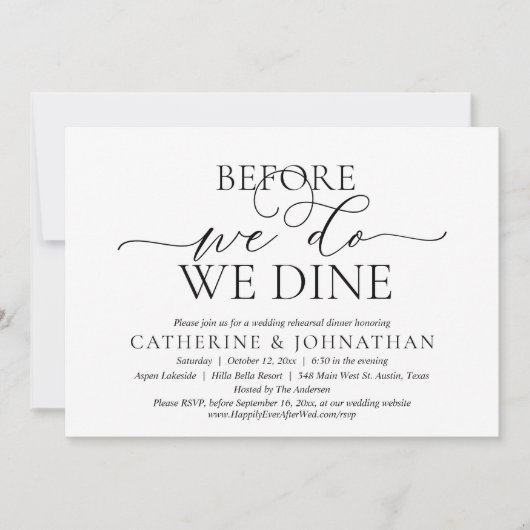 Invitation Avant Nous, Nous Dînons, Dîner De Répétition Maria (Devant)