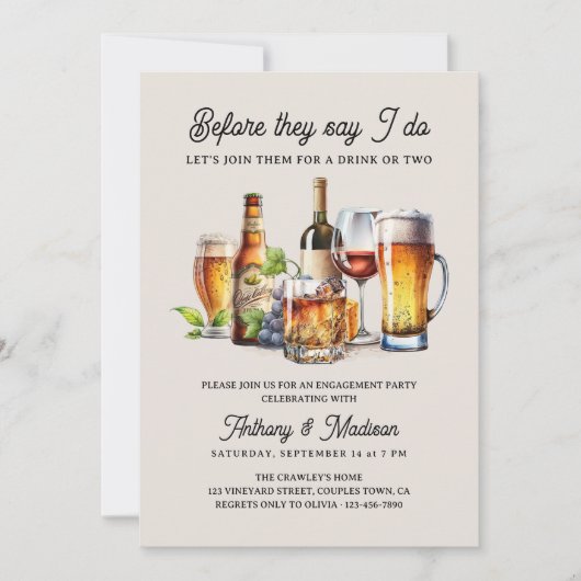 Invitation Avant qu'ils disent que je fais Bière Fiançailles (Devant)