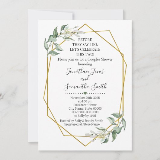 Invitation Avant qu'ils disent que je fais des couples douche (Devant)