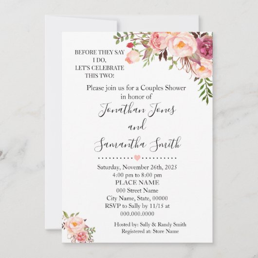 Invitation Avant qu'ils disent que je fais des couples douche (Devant)