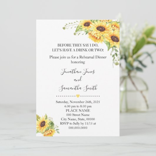 Invitation Avant qu'ils disent que je fais des tournesols rép (Debout devant)