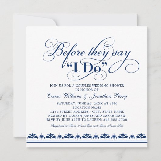 Invitation Avant Qu'On Dise Je Fais Mariage Couples Douche (Devant)