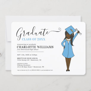 Invitation Avatar fille personnalisable   Diplôme d'études se