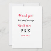 Invitation Avec amour ajouter lettre de nom de couple merci a (Dos)