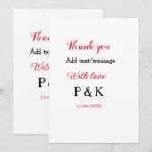 Invitation Avec amour ajouter lettre de nom de couple merci a (Devant / Derrière)