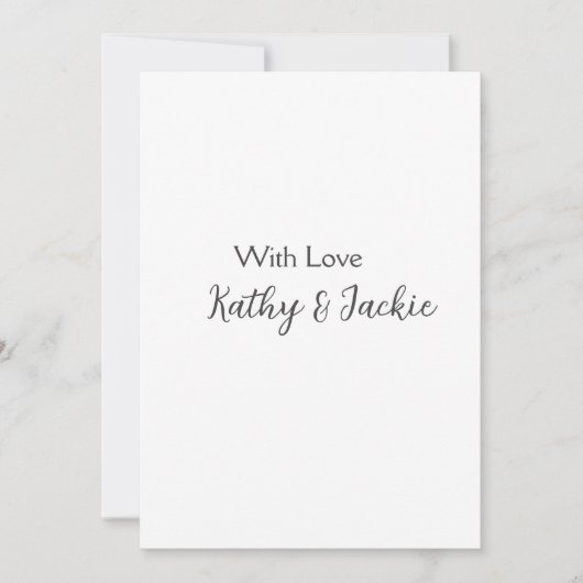 Invitation Avec amour ajouter nom de couple mariage simple mi (Devant)