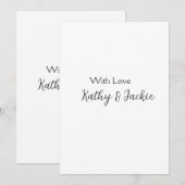 Invitation Avec amour ajouter nom de couple mariage simple mi (Devant / Derrière)