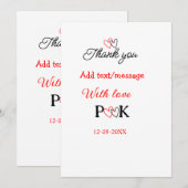 Invitation Avec amour ajoutez la lettre du nom du couple merc (Devant / Derrière)