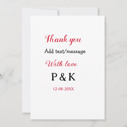 Invitation Avec amour ajoutez la lettre du nom du couple merc (Devant)