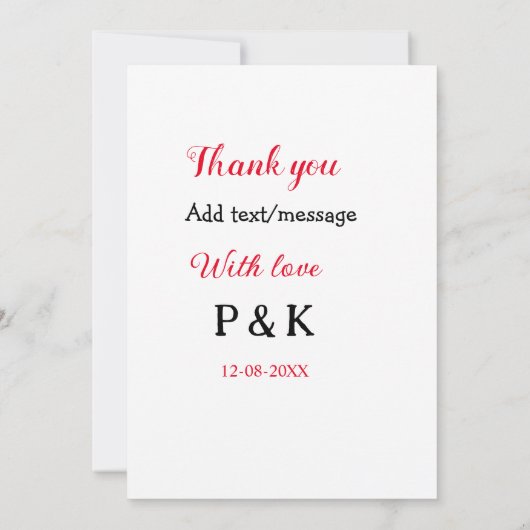 Invitation Avec amour ajoutez lettre nom couple merci ajoutez (Dos)