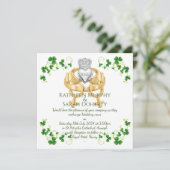 Invitation avec Bague Claddagh Féminin et Trèfles (Debout devant)