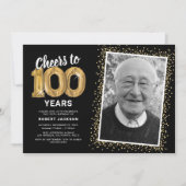 Invitation avec ballons dorés pour 100e anniversai (Devant)