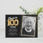 Invitation avec ballons dorés pour 100e anniversai (Debout devant)