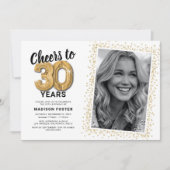 Invitation avec ballons dorés pour 30e anniversair (Devant)