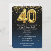 Invitation avec ballons en or et confettis pour 40 (Devant)