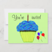 Invitation avec ballons et gâteau d'anniversaire b (Devant)
