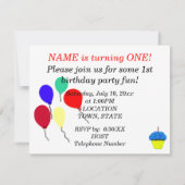 Invitation avec ballons et gâteau d'anniversaire b (Dos)
