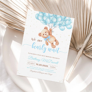 Invitation avec ballons pour Baby Shower Ourson