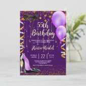 Invitation avec ballons violets et dorés et champa (Debout devant)